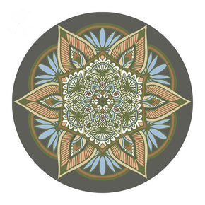 Green Bohemian Round Floral Pattern Area Rugs for Living Room Office Office Hall