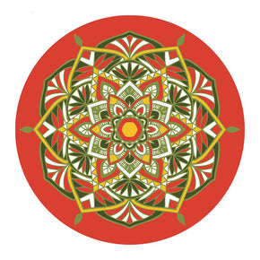 Red Bohemian Round Floral Pattern Rugs for Office Living Room Office Hall