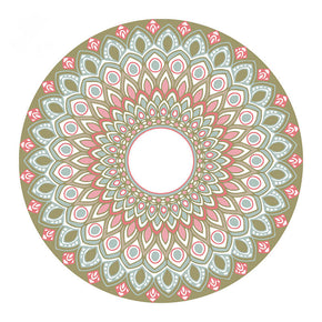 Floral Green Bohemian Round Pattern Rugs for Office Living Room Office Hall