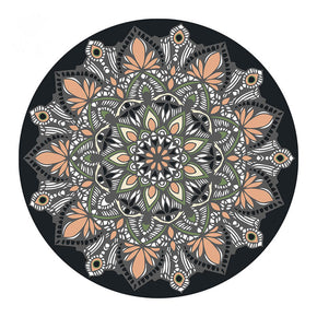 Black Vintage Floral Round Pattern Rugs for Office Living Room Office Hall