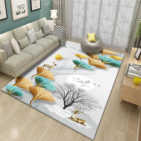 Simple Ginkgo Leaves Pattern Modern Botanical Rugs for Living Room Hall Dining Room Office 14