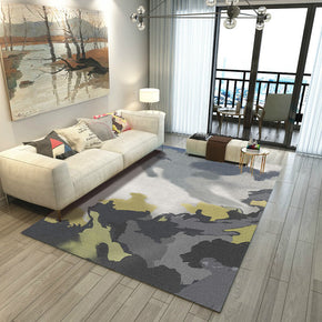 Black and Gray Abstract Color Blocks Patterned Modern Polyester Carpets Area Rugs for Hall Living Room Dining Room Office