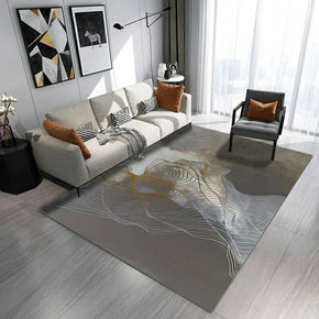 Mesh Lines Patterned Modern Grey Polyester Carpets Area Rugs for Hall Living Room Dining Room Office