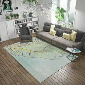 Yellow Mesh Lines Patterned Modern Blue Polyester Carpets Area Rugs for Hall Living Room Dining Room Office