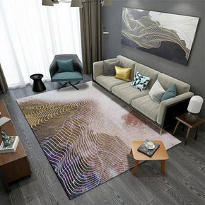 White Mesh Lines Patterned Modern Abstract Polyester Carpets Area Rugs for Hall Living Room Dining Room Office