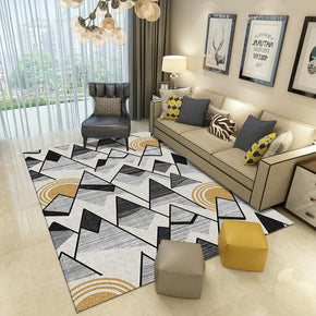 Black Geometric Mountain Patterned Modern Polyester Carpets Area Rugs for Living Room Bedroom Hall