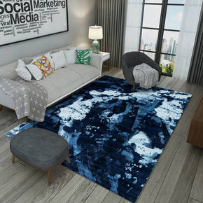 Blue Black Ink Abstract Pattern Modern Polyester Carpets Area Rugs for Living Room Bedroom Hall