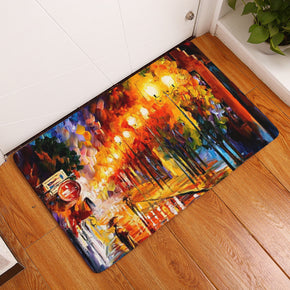 Oil Painting Landscape Printed Patterned Entryway Doormat Rugs Kitchen Bathroom Anti-slip Mats 01