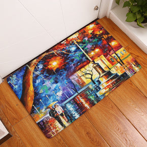 Oil Painting Landscape Printed Patterned Entryway Doormat Rugs Kitchen Bathroom Anti-slip Mats 02
