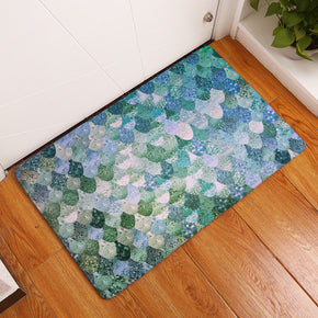 Green Fish Scales Sequins Patterned Entryway Doormat Rugs Kitchen Bathroom Anti-slip Mats