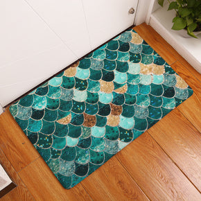 Pretty Green Fish Scales Sequins Patterned Entryway Doormat Rugs Kitchen Bathroom Anti-slip Mats