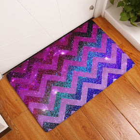 Blue Purple Corrugated Lines Sequins Patterned Entryway Doormat Rugs Kitchen Bathroom Anti-slip Mats