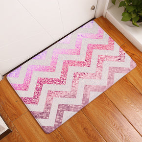 Pink Corrugated Lines Sequins Patterned Entryway Doormat Rugs Kitchen Bathroom Anti-slip Mats