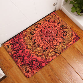 Red Geometric Flower Printed Patterned Entryway Doormat Rugs Kitchen Bathroom Anti-slip Mats
