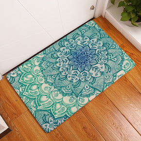 Green Geometric Flower Printed Patterned Entryway Doormat Rugs Kitchen Bathroom Anti-slip Mats