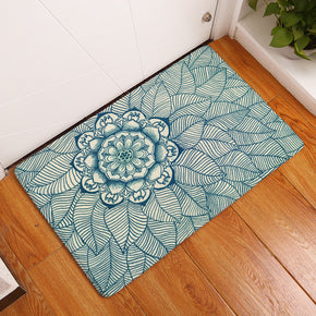 Grey Green Geometric Flower Printed Patterned Entryway Doormat Rugs Kitchen Bathroom Anti-slip Mats