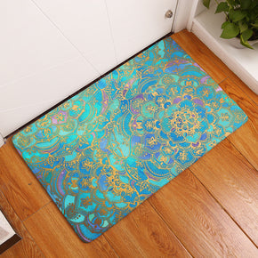 Fluorescence Green Geometric Flowers Printed Patterned Entryway Doormat Rugs Kitchen Bathroom Anti-slip Mats