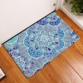 Many Kinds Of Blue Geometric Flowers Printed Patterned Entryway Doormat Rugs Kitchen Bathroom Anti-slip Mats