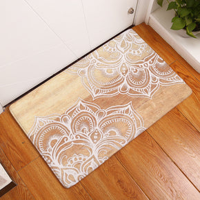 Beige Geometric Flowers Printed Patterned Entryway Doormat Rugs Kitchen Bathroom Anti-slip Mats