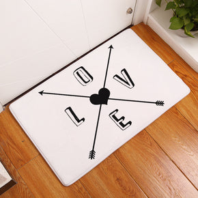 White Pointer Arrow LOVE Patterned Entryway Doormat Rugs Kitchen Bathroom Anti-slip Mats