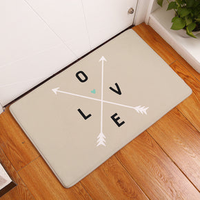 Beige Pointer Arrow LOVE Patterned Entryway Doormat Rugs Kitchen Bathroom Anti-slip Mats