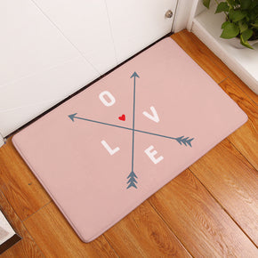 Pink Pointer Arrow LOVE Patterned Entryway Doormat Rugs Kitchen Bathroom Anti-slip Mats