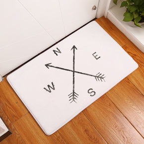 White Compass Pointer Patterned Entryway Doormat Rugs Kitchen Bathroom Anti-slip Mats