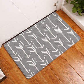 White Arrow Patterned Grey Entryway Doormat Rugs Kitchen Bathroom Anti-slip Mats