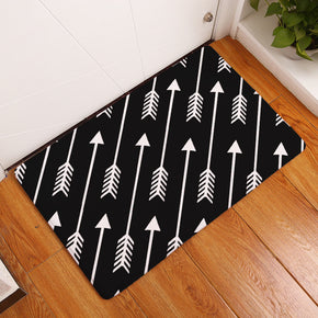 White Oblique Arrows Patterned Black Entryway Doormat Rugs Kitchen Bathroom Anti-slip Mats