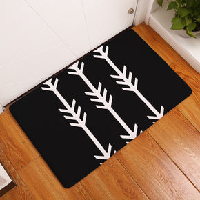 Three White Arrows Patterned Black Entryway Doormat Rugs Kitchen Bathroom Anti-slip Mats