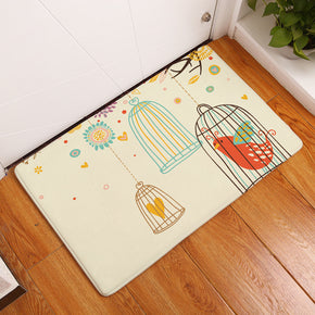 Cages And Bird Patterned Entryway Doormat Rugs Kitchen Bathroom Anti-slip Mats