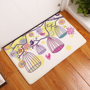 Colourful Cages And Bird Patterned Entryway Doormat Rugs Kitchen Bathroom Anti-slip Mats