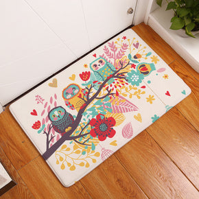 Cute Colourful owl Patterned Entryway Doormat Rugs Kitchen Bathroom Anti-slip Mats