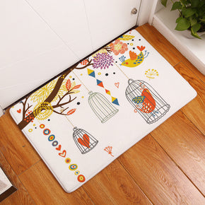 Trapped Bird And Heart Pattern Entryway Doormat Rugs Kitchen Bathroom Anti-slip Mats