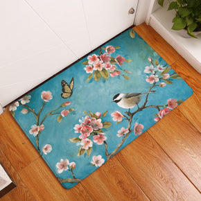 Butterfly And Flowers And Birds Pattern Entryway Doormat Rugs Kitchen Bathroom Anti-slip Mats