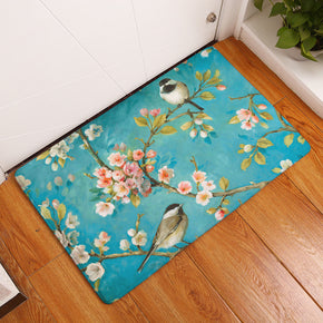 Flowers And Birds Pattern Entryway Doormat Rugs Kitchen Bathroom Anti-slip Mats
