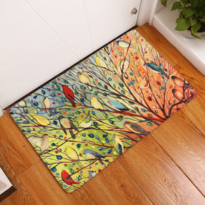 Colourful Oil Painting Birds Pattern Entryway Doormat Rugs Kitchen Bathroom Anti-slip Mats