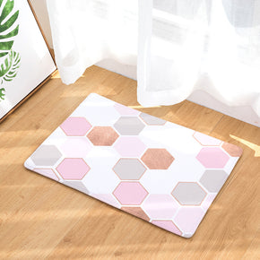 Warm Colour Hexagon Geometry Pattern Entryway Doormat Rugs Kitchen Bathroom Anti-slip Mats