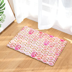 Pink Three-dimensional Hexagon Geometry Pattern Entryway Doormat Rugs Kitchen Bathroom Anti-slip Mats