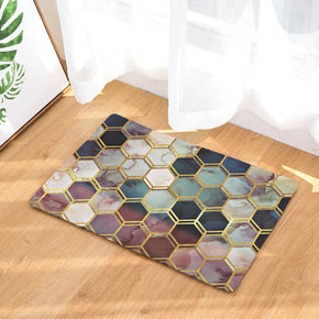Colourful Three-dimensional Hexagon Geometric Pattern Entryway Doormat Rugs Kitchen Bathroom Anti-slip Mats