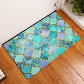 Green Lantern Shape Geometric Pattern Entryway Doormat Rugs Kitchen Bathroom Anti-slip Mats