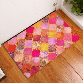 Red Lantern Shape Geometric Pattern Entryway Doormat Rugs Kitchen Bathroom Anti-slip Mats