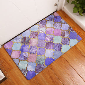 Purple Lantern Shape Geometric Pattern Entryway Doormat Rugs Kitchen Bathroom Anti-slip Mats