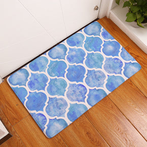 Blue Purple Lantern Shaped Geometric Pattern Entryway Doormat Rugs Kitchen Bathroom Anti-slip Mats