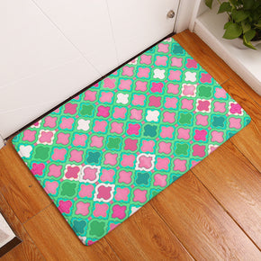 Red And Green Small Floral Geometric Pattern Entryway Doormat Rugs Kitchen Bathroom Anti-slip Mats