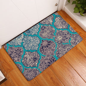 Black Grey Printed Geometric Pattern Entryway Doormat Rugs Kitchen Bathroom Anti-slip Mats