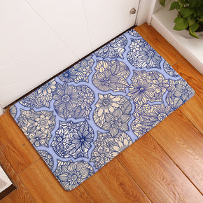 Purple Printed Geometric Pattern Entryway Doormat Rugs Kitchen Bathroom Anti-slip Mats