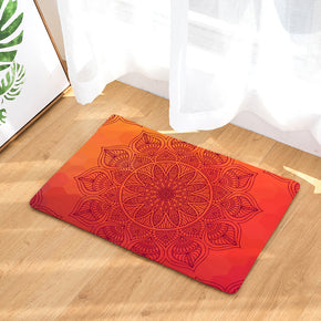 Red Traditional Geometric Printed Pattern Entryway Doormat Rugs Kitchen Bathroom Anti-slip Mats