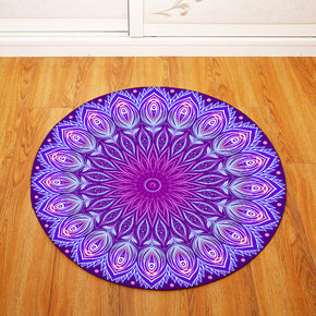 Purple Geometric Print Patterned Round Entryway Doormat Rugs Kitchen Bathroom Anti-slip Mats