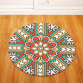 Four-colour Geometric Printing Patterned Round Entryway Doormat Rugs Kitchen Bathroom Anti-slip Mats